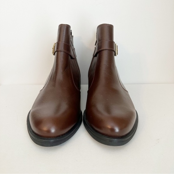 Marroqui Sanchez Leather Buckle Detail Side Zip Brown Ankle Boots - Size 10 - Picture 4 of 16